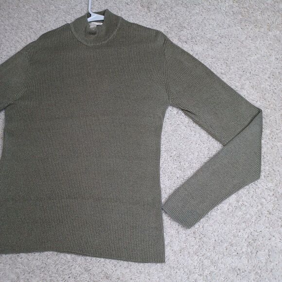Perry Ellis Mens Moss Green Long Sleeve Mock Neck Pullover Sweater L Large - Picture 4 of 7